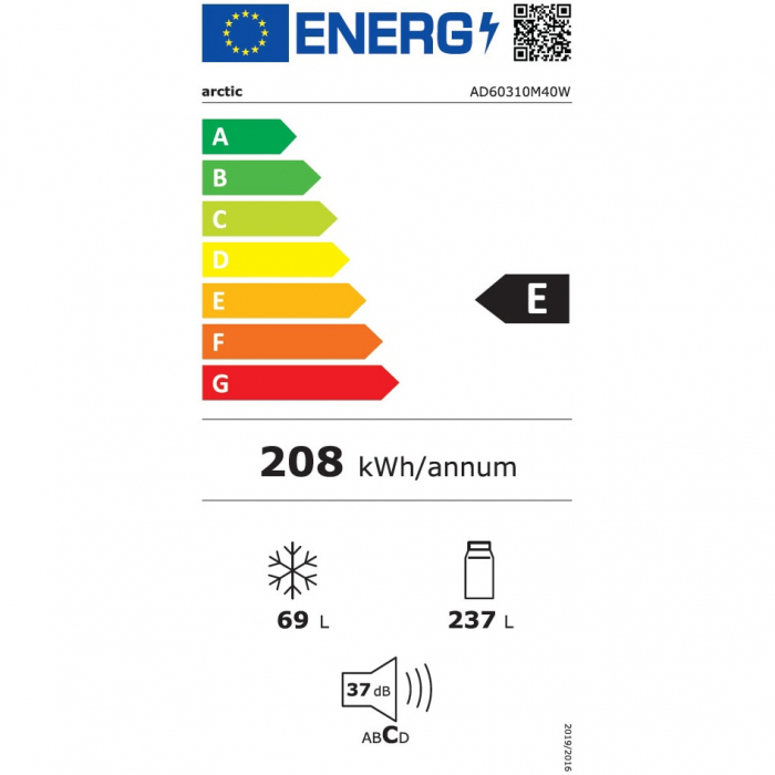 Frigider cu doua usi Arctic AD60310M40W, 306 l, Clasa E, Garden fresh, Iluminare LED, H 175 cm, Alb [5]