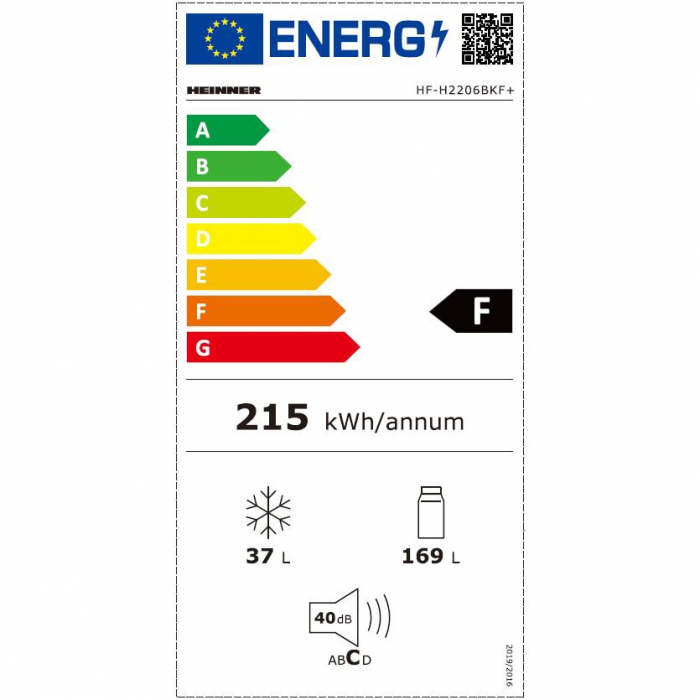 Frigider cu doua usi Heinner HF-H2206BKF+, 205 l, Clasa F, H 143 cm , Negru [3]
