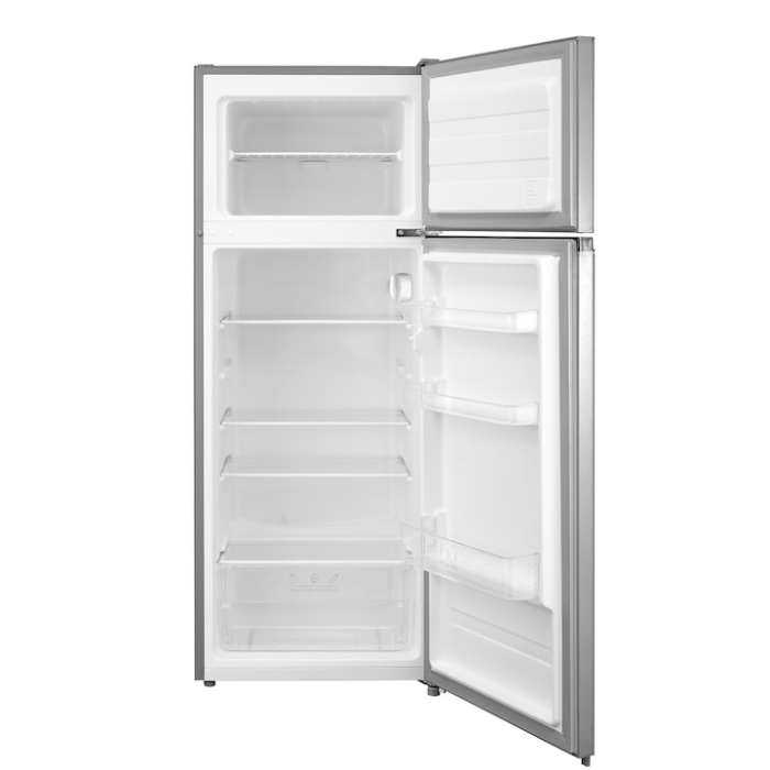 Frigider cu doua usi Heinner HF-M24ESE++, 204 l , Clasa E, Control electronic cu termostat ajustabil, Lumina led, Rafturi de sticla, H 143 cm, Argintiu [2]