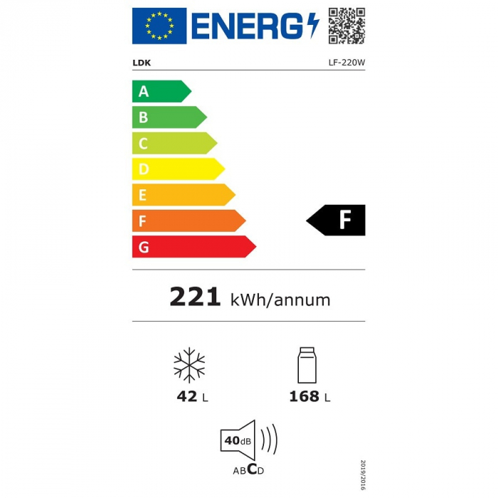 Frigider cu doua usi LDK LF 220W, 210 l, Clasa F, H 143.5 cm, Alb [5]