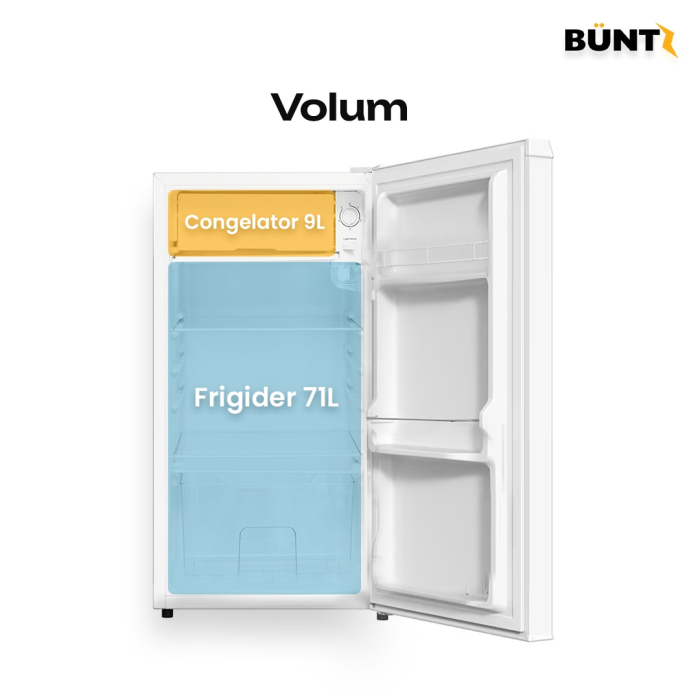 Frigider cu o usa BUNTZ BF-90, Clasa E, Capacitate 80L, Iluminare interioara, Compartiment gheata, H 83 cm, Alb [4]