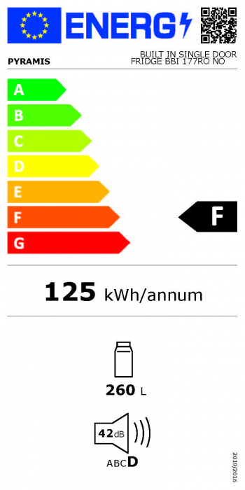 Frigider cu o usa incorporabil Pyramis BBI 177RO NO FROST [4]
