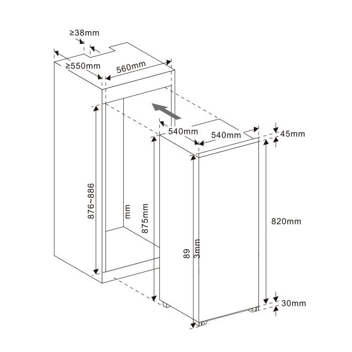 Frigider incorporabil cu o usa Samus SFBI174E, 125 l, Clasa E, Alba [4]