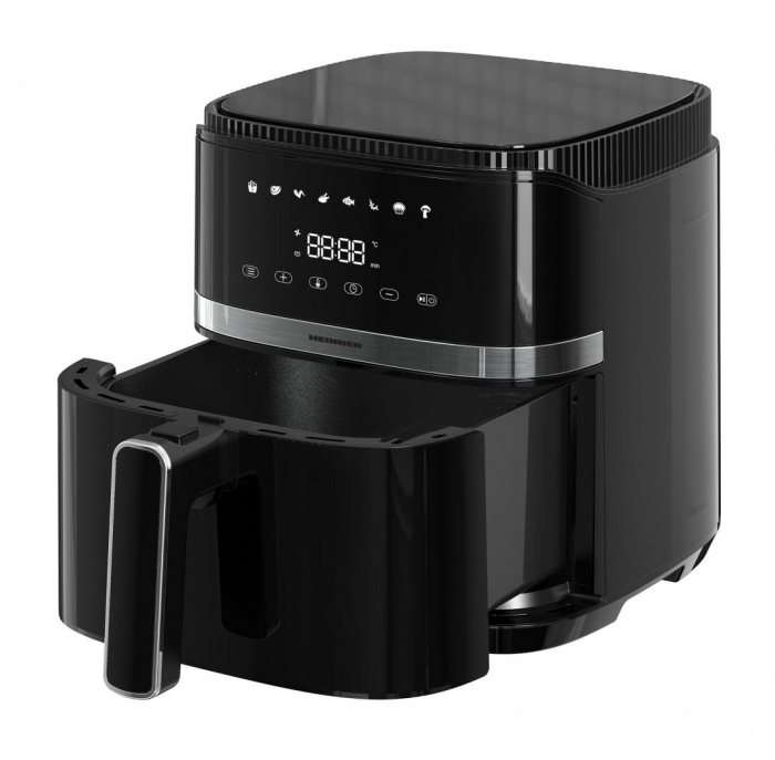 Friteuza cu aer cald Heinner Varietyfry Airfryer HAF-B5BK1500, 1500w, capacitate: 5l, display digital cu control touch, timer 60 min, temperatura 80-200 grade, 8 programe presetate, suport teflonat detasabil, oprire automata, negru [3]