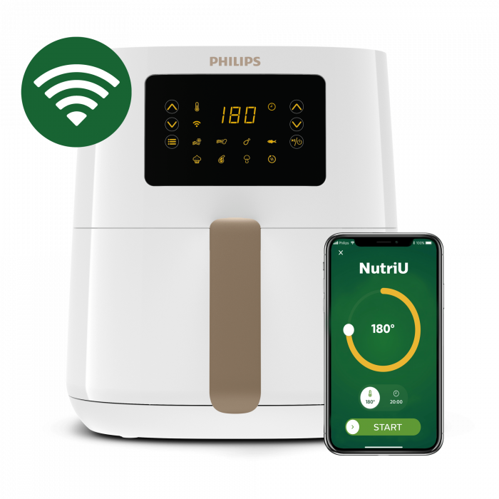 Friteuza cu aer cald Philips Airfryer HD9255/30, tehnologie Rapid Air, 800g, capacitate 4.1L, conectat la wifi, curatare rapida, functie de gatit presetata, 13 functii de gatit presetate, compatibil Amazon Alexa [2]