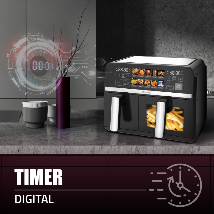 Friteuza cu aer cald Samus AF9DUO-S2600DW, 2600 W, 9 l [14]