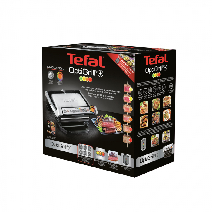 Gratar electric Tefal OptiGrill+ GC712D34 , 2000 W, 6 programe automate, Inox/Negru [8]