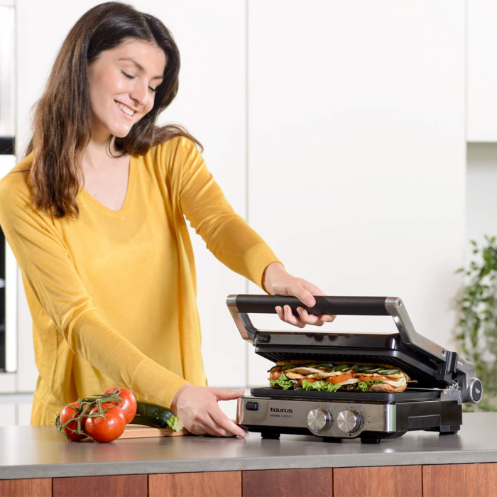 Gratar electric Taurus Asteria Complet, 2000W, Placi detasabile, Timer, Argintiu [6]