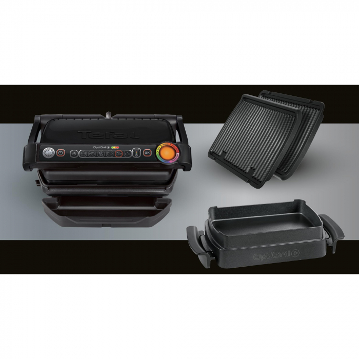 Grill electric Tefal OPTIGRILL GC714834, 2000W, 6 programe automate de gatit, Senzor automat pentru gatit, Placi detasabile, Negru [4]