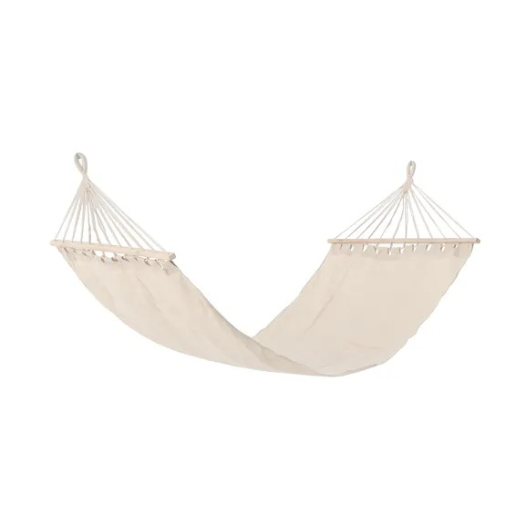 Hamac pentru gradina, poli-bumbac, 100 x 200 cm, culoare naturala, pentru relaxare exterior/interior [2]