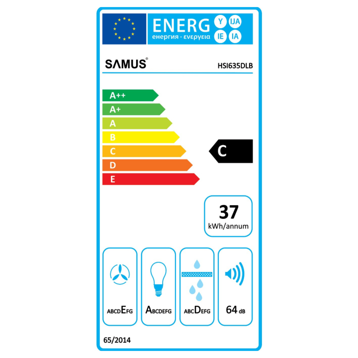 Hota decorativa inclinata Samus HSI635DLB, 60 cm, 350 mc/h, Negru [3]