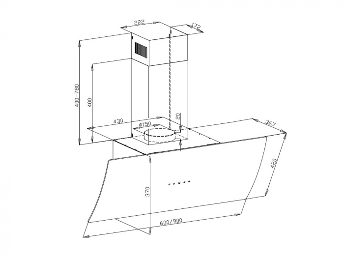 Hota decorativa Pyramis ATD60650W Turbo White Glass [2]