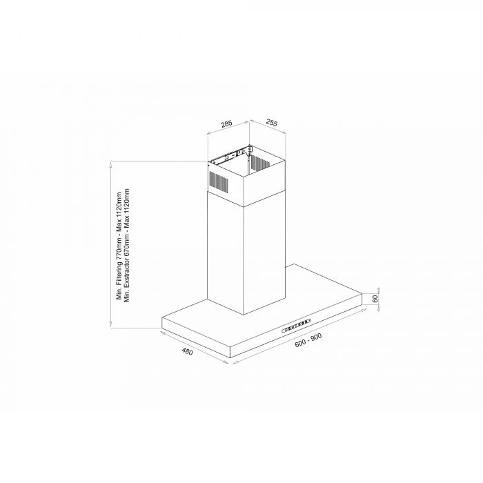 Hota decorativa Pyramis LEVE 60cm, 1 motor 150W, putere de absorbtie 550mc/h, Inox [3]