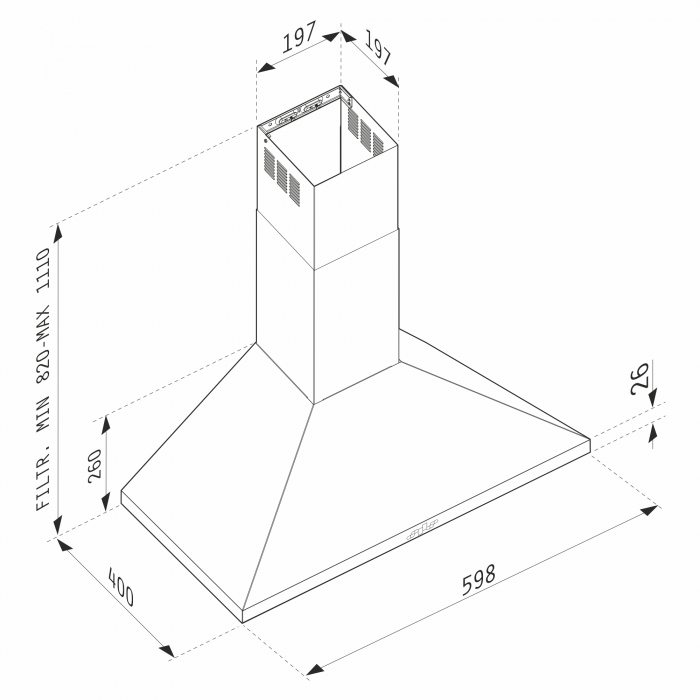 Hota decorativa Pyramis Square Plus Chimney 60 [4]