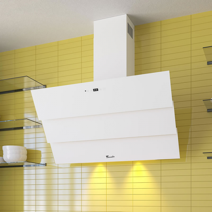 Hota Decorativa Tornado Megas 1200 (90) LED, clasa A, 1 motor Turbo, latime 90 cm, 4 viteze, absorbtie 1200 m3/ora, filtru anti-grasimi aluminiu 5 straturi, Negru [13]