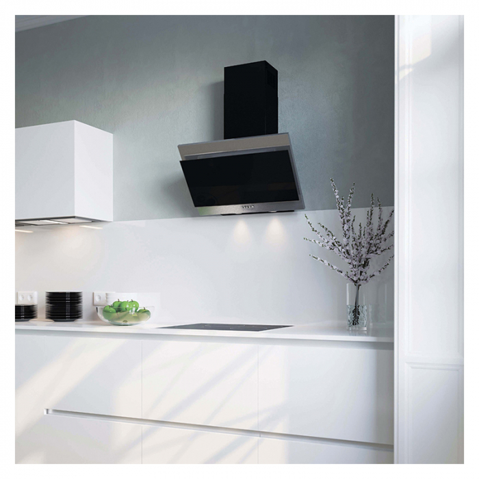 Hota Decorativa Tornado Sigma 700 (50), 1 motor, latime 50 cm, 3 viteze, absorbtie 700 m3/ora, Negru/Inox [3]