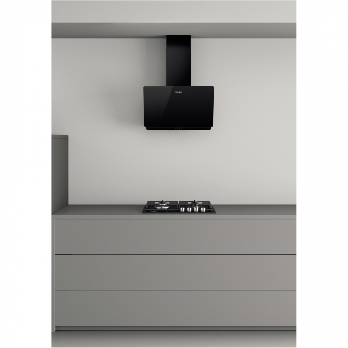 Hota incorporabila decorativa Whirlpool WHVP65FLMK, Putere de absorbtie 375 mc/h, 3 trepte viteza, Sticla neagra [5]