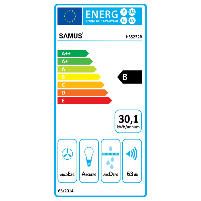 Hota incorporabila Samus HS5232B, 525 cm, 325 mc/h, Negru [3]