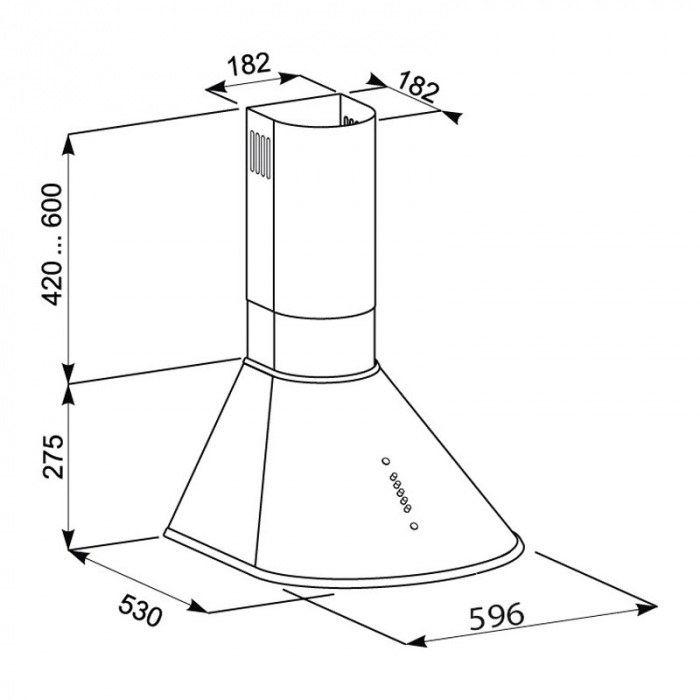 Hota tip Cupola Tornado Violla 750 (60) LED, 1 motor Turbo, latime 60 cm, 3 viteze, absorbtie 750 m3/ora, filtru anti-grasimi aluminiu 5 straturi, Negru [5]