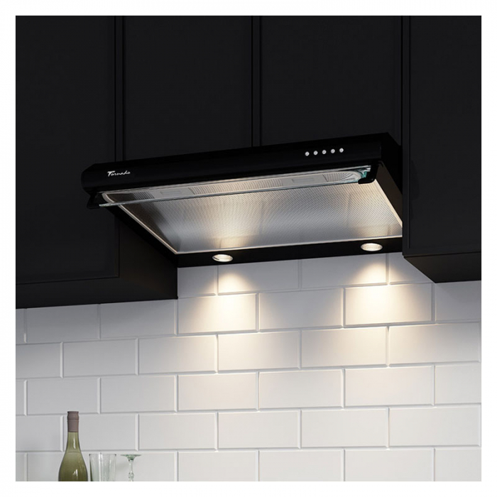 Hota traditionala Tornado Bona 20 (60) LED, 2 motoare, latime 60 cm, absorbtie 560 m3/ora, filtru anti-grasimi aluminiu 5 straturi, Negru [4]
