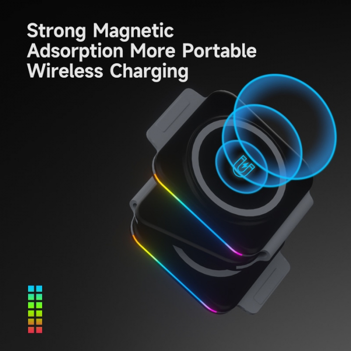Incarcator Wireless Magsafe 3 in 1, Pliabil, FastCharge 15W, Statie de incarcare cu Magsafe, compatibil cu Iphone, Samsung, Huawei, Oppo, Xiaomi, Apple Watch, Airpods Pro, Galaxy Buds, TW [10]
