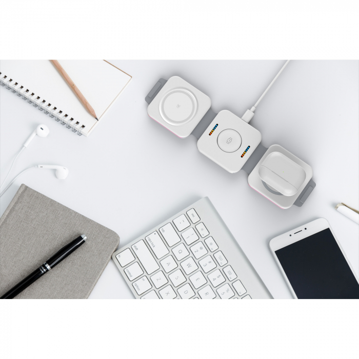 Incarcator Wireless Magsafe 3 in 1, Pliabil, FastCharge 15W, Statie de incarcare cu Magsafe, compatibil cu Iphone, Samsung, Huawei, Oppo, Xiaomi, Apple Watch, Airpods Pro, Galaxy Buds, TW [5]