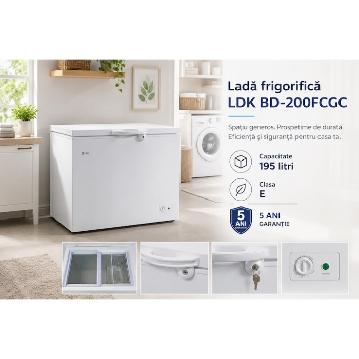 Lada frigorifica LDK BD-200FCGC, Clasa E, Capacitate 195 l, Congelare rapida, Termostat ajustabil, Alb [7]