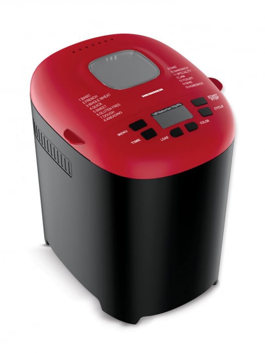 Masina de paine Heinner PastryChef 550 HBM-915BKR, 550W, capacitate 700-900g, 15 programe, Negru/Rosu [3]