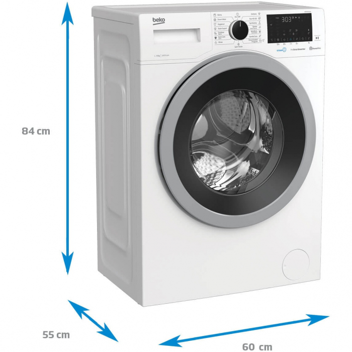 Masina de spalat rufe Beko WUE8736XST, 8 kg, Clasa C, 1400 RPM, HomeWhiz, Bluetooth, SteamCure, Add Garment, Motor ProSmart Inverter, Alb [7]