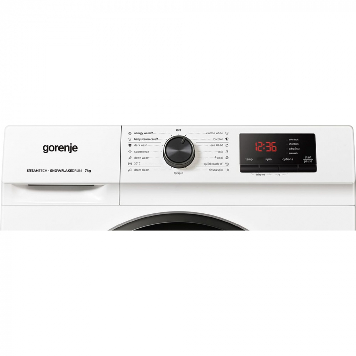 Masina de Spalat Rufe Frontala Slim GORENJE WNHVB72SDS, SteamTech, 7 kg, 1200rpm, Clasa D, Alb [4]