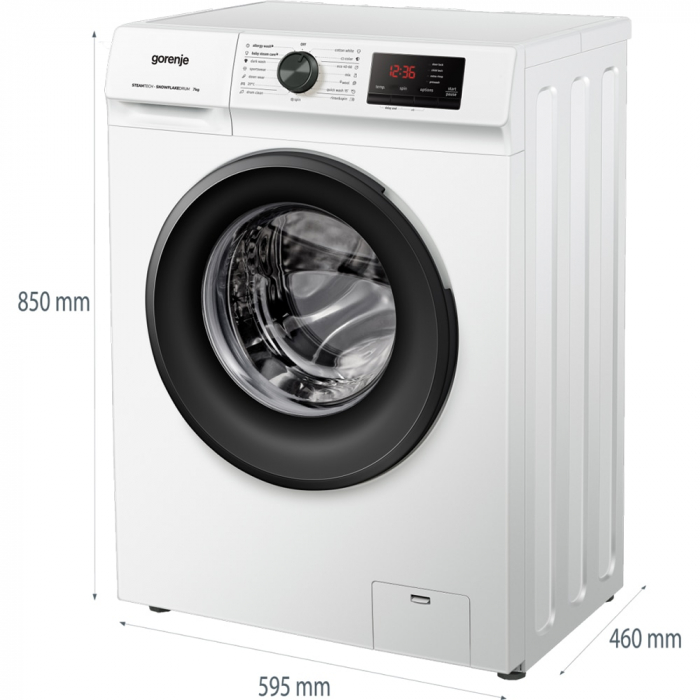 Masina de Spalat Rufe Frontala Slim GORENJE WNHVB72SDS, SteamTech, 7 kg, 1200rpm, Clasa D, Alb [5]