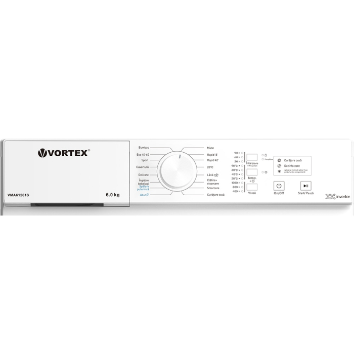 Masina de spalat rufe frontala slim VORTEX VMA61201S, Steam, 6 kg, 1000rpm, Clasa A, alb [2]