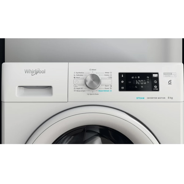 Masina de spalat rufe frontala WHIRLPOOL FFB 8258 WV EE, 6th Sense, 8 kg, 1200rpm, Clasa B, alb [4]