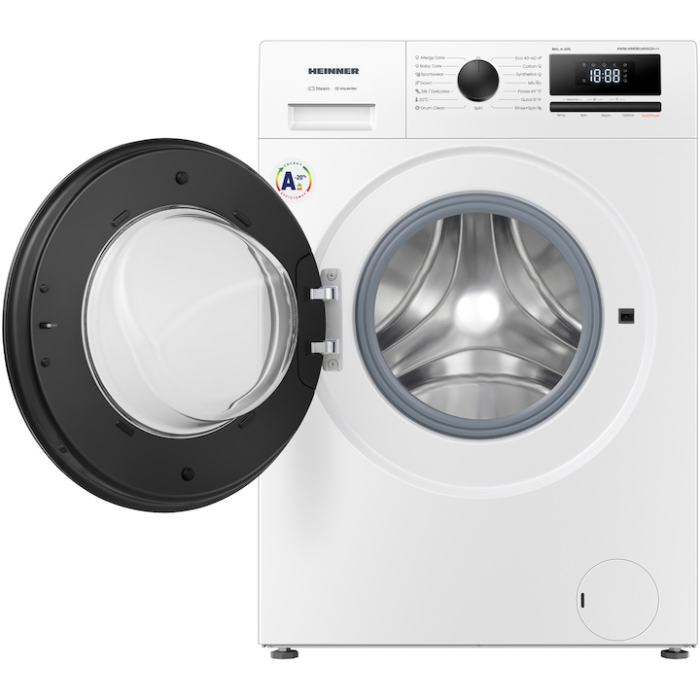 Masina de spalat rufe HEINNER HWM-HME8014IVA20+++, 8 KG, 1400 RPM, Clasa A-20%, MOTOR INVERTER, Display digital, Program Allergy steam, Alb [2]