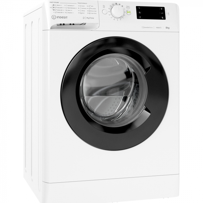 Masina de spalat rufe Indesit MTWE91484WKEE, 9 kg, 1400 rpm, Clasa C, Fast Cycles, Motor Inverter, Display Digital, Alb/Negru [2]