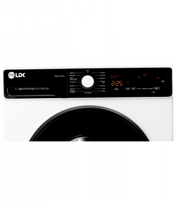 Masina de spalat rufe LDK Higeea 914 DIA, Clasa A, Capacitate 9 Kg, 1400 rpm, Anti-Alergic, Selectare nivel murdarie, Selectare tip pata, Prespalare, Amanare pornire, Calcare usoara, Alb [2]