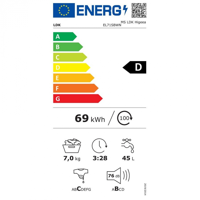 Masina de spalat rufe LDK HIGEEA EL71SBWN Silver, Clasa D, Capacitate 7 Kg, 1000 rpm, Eco-logic, Argintiu [4]