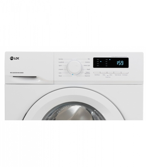 Masina de spalat rufe LDK Queen M610WD, Clasa E, Capacitate 6 Kg, 1000 rpm, Slim, Display LED, Drum Clean, Amanare pornire, Alb [4]