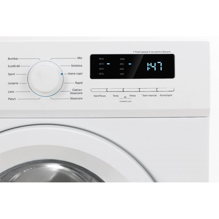 Masina de spalat rufe LDK Queen M610WD, Clasa E, Capacitate 6 Kg, 1000 rpm, Slim, Display LED, Drum Clean, Amanare pornire, Alb [3]