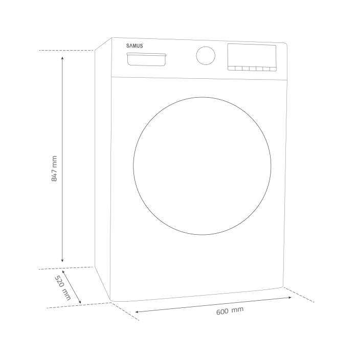 Masina de spalat rufe Samus WSDMI-80142, 8 kg, 1400 rpm, Motor Inverter, Display LED, Clasa A [12]