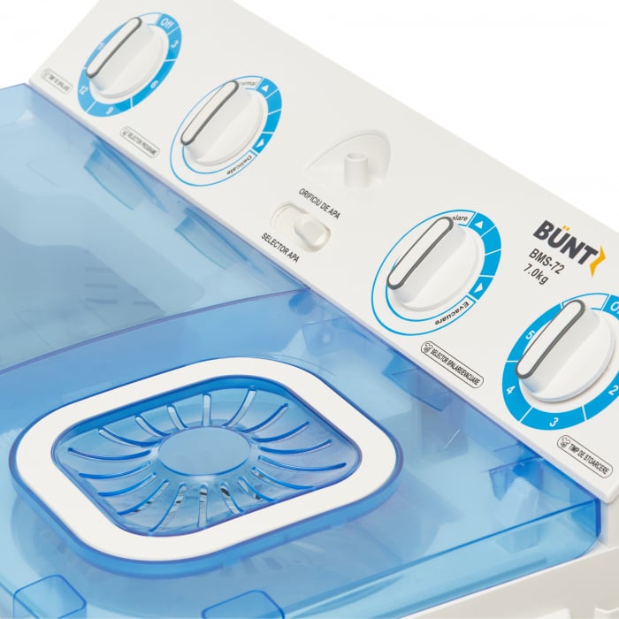 Masina de spalat rufe semiautomata Büntz BMS-72, 7 Kg, Capacitate rufe stoarcere 5Kg, 330 W, Alb/Albastru [6]