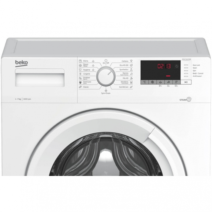 Masina de spalat rufe Slim Beko WUE7512XWW, 7 kg, 1000 RPM, Clasa E, SteamCure, 60 cm, Alb [3]