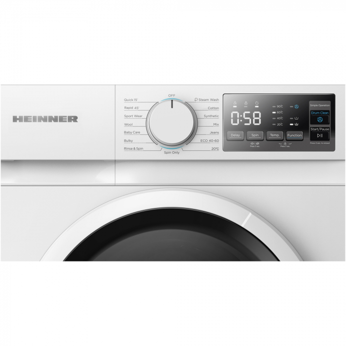 Masina de spalat rufe slim Heinner HWM-M814IVSMNA+++, 8 kg, 1400 rpm, Clasa A, Motor inverter, Display digital, Blocare acces copii, Alb [3]
