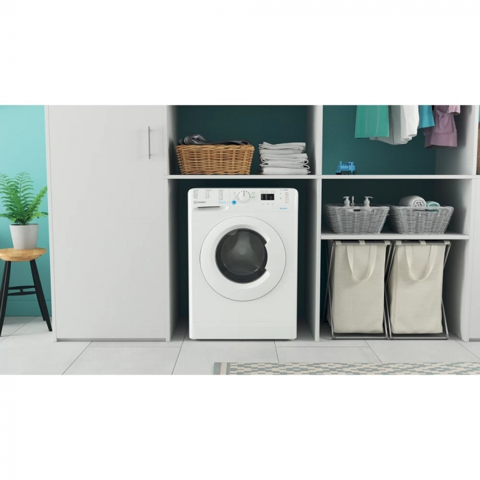 Masina de spalat rufe slim Indesit INNEX BWSA 51051 W EUN, 5 kg, 1000 rpm, Clasa F, Push&Go, Motor Universal, Display LED+, Alb [6]