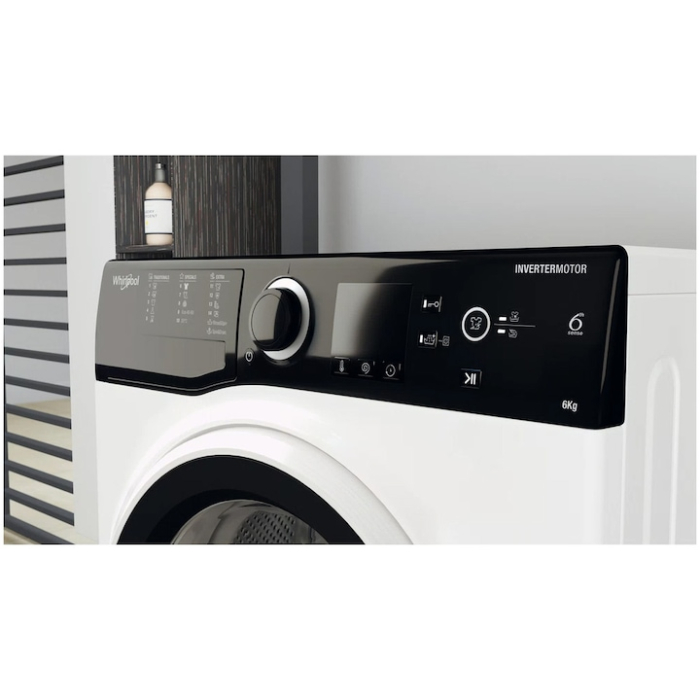 Masina de spalat rufe slim Whirlpool WRBSS 6249 S EU, 6 kg, 1200 rpm, Clasa C, Motor Inverter, Display digital, Alb/Negru [4]