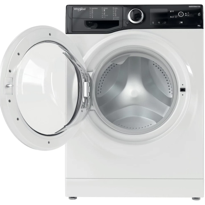 Masina de spalat rufe slim Whirlpool WRBSS 6249 S EU, 6 kg, 1200 rpm, Clasa C, Motor Inverter, Display digital, Alb/Negru [3]