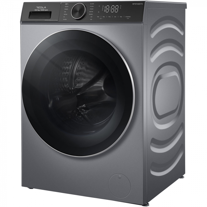 Masina de spalat rufe Tesla WF91480T, 9 kg, 1400 RPM, Clasa A, Inverter, Steam, Smart, Control Touch, LED, Argintiu [3]
