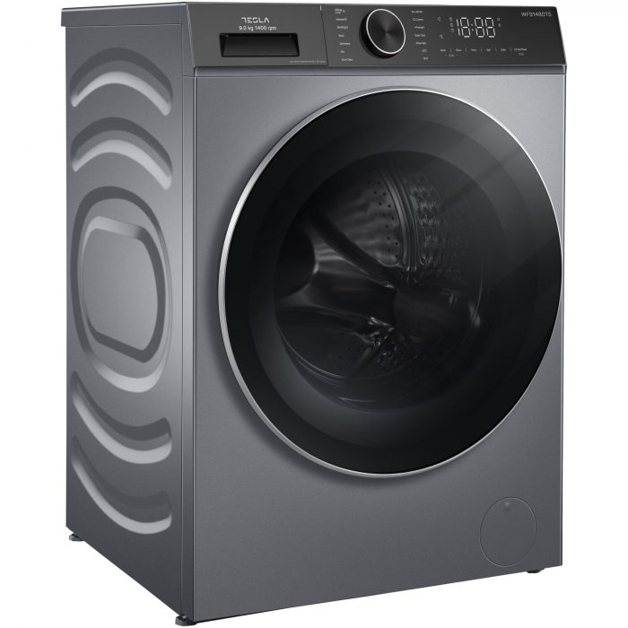 Masina de spalat rufe Tesla WF91480T, 9 kg, 1400 RPM, Clasa A, Inverter, Steam, Smart, Control Touch, LED, Argintiu [2]
