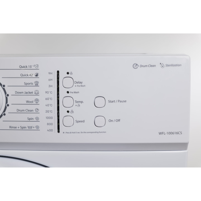 Mașină de spălat rufe VIVAX WFL-100616CSI, Inverter, 6 kg, 1000 rpm, Slim, Clasa energetică A, 16 programe, Pornire întârziată 3-18h, Spălare rapidă 15 min, Funcție abur, Alb [4]
