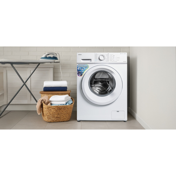 Mașină de spălat rufe VIVAX WFL-100616CSI, Inverter, 6 kg, 1000 rpm, Slim, Clasa energetică A, 16 programe, Pornire întârziată 3-18h, Spălare rapidă 15 min, Funcție abur, Alb [3]